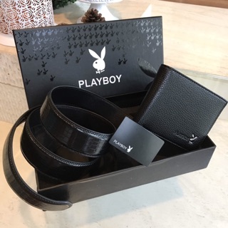 Set กระเป๋าตังค์+ เข็มขัดหนัง playboy แท้