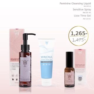 Winona (วิโนน่า) Set Feminine Liquid Cleanser 100ml + Sensitive Spray 30ml + Lisse Time Gel110 ml