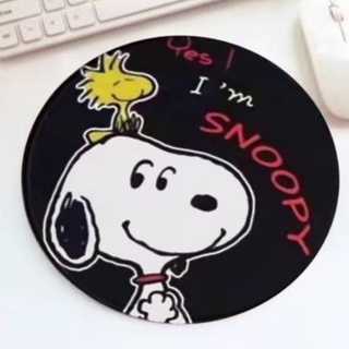 SNOOPY BW แผ่นรองเมาส์ แผ่นรองเม้าส์ ลายการ์ตูน สนูปปี้ BW ขนาด 23 cm สวยงาม น่าใช้งาน นุ่มมือ น่าใช้  BY PMYL SHOP