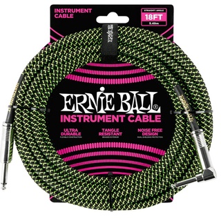 ERNIE BALL 10 FEET BRAIDED STRAIGHT สีเขียวดำ Music Arms