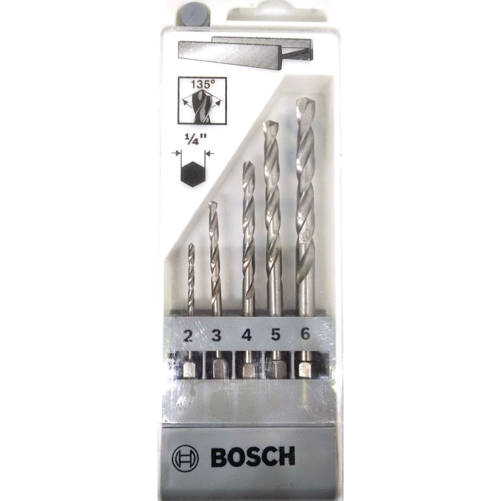 BOSCH ชุดดอกสว่านเจาะโลหะ Robust Line HSS-G ( ก้านหกเหลี่ยม 1/4")