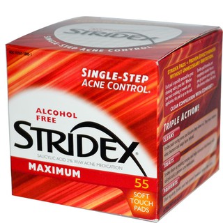 StridexSoft-Textured Pads Maximum Salicylic Acid 2% Acne Medication (กล่องสีแดง 55 แผ่น)