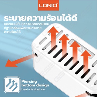 LDNIO SC5309 ปลั๊กพ่วง ปลั๊กไฟ พร้อมกล่องเก็บ ป้องกันไฟดูดเด็ก กันเด็กแหย่ Socket 3 USB 5 outlet  2500W สาย2 เมตร5 เมตร