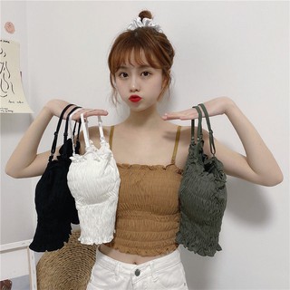 Camisole ผู้หญิงสวมใส่ฤดูร้อน Slimming Wrap รอบฐานเสื้อชุดชั้นในสไตล์ใหม่อเนกประสงค์เสื้อจีบสั้น