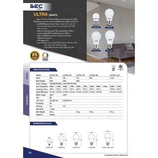BEC หลอดประหยัดไฟ LED BULB 3W 5W 7W 9W 11W 13W 15W 18W 20W 25W ขั้ว E27 รุ่น ULTRA