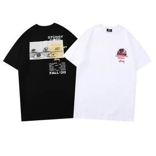 【HOT】Stussy เสื้อยืดแขนสั้นผ้าฝ้ายพิมพ์ลายแฟชั่น Unisex