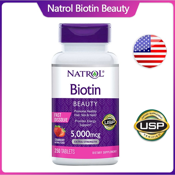 (Exp.12/2024)Natrol Biotin Beauty 5000 mcg 250 Tablets