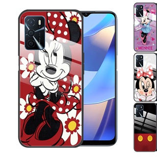 OPPO A16 A5 2020 A9 A53 A33 A53S A12 AX7 A31 A91 A52 A72 A92 A15S A15 OPPO A54 A74 5G A94 4G A92S Mini Mouse Mickey Tempered Glass Cover Anti-Scratch Phone Case