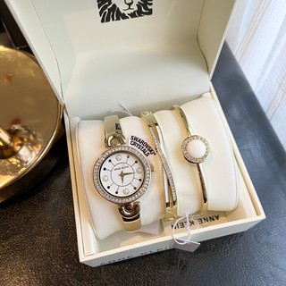  (สด-ผ่อน) นาฬิกา Anne Klein สีทอง หน้าปัด สีขาว มาเป็น set ค่ะ Anne Klein Women's Swarovski Crystal Accented Gold Set
