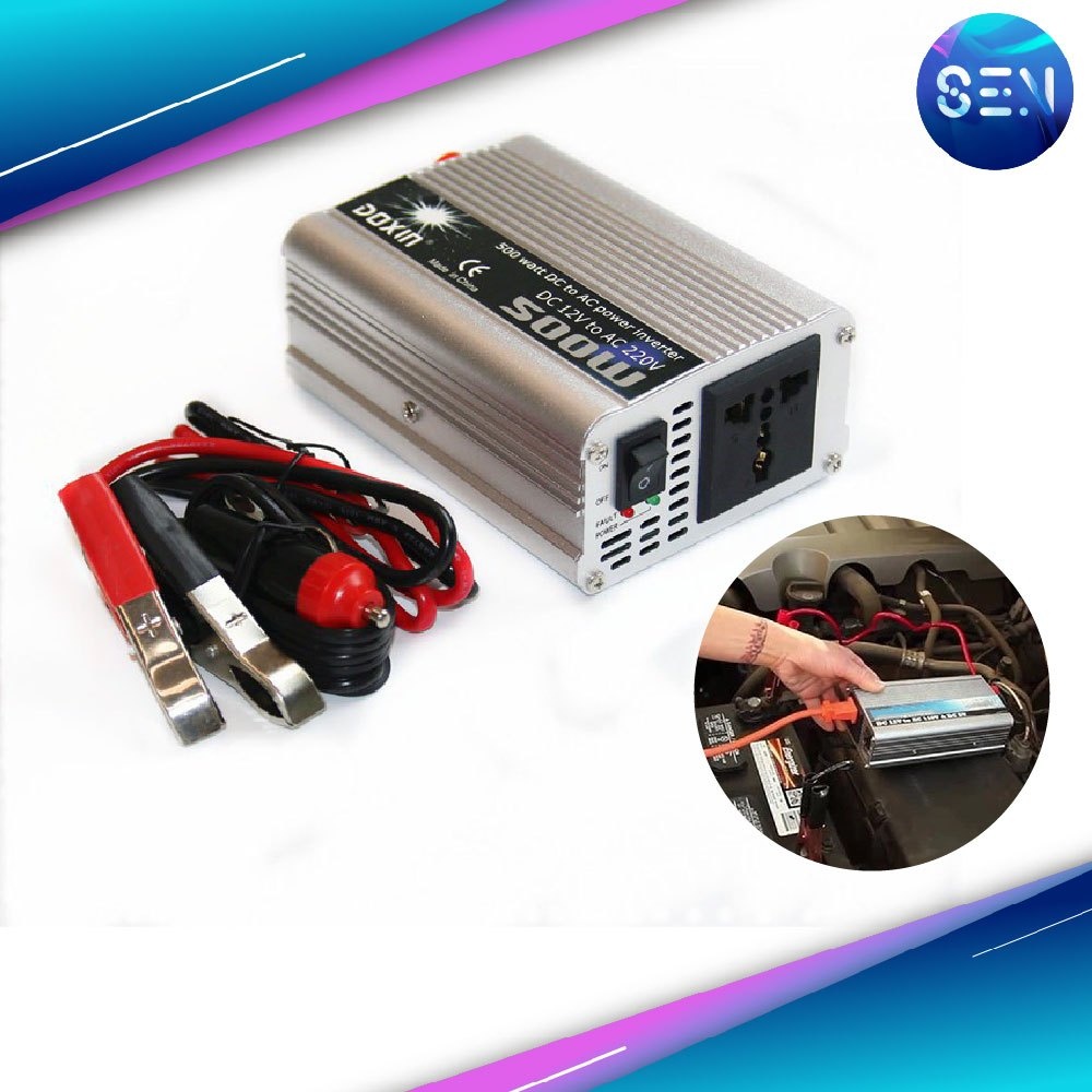 DOXIN เครื่องแปลงไฟ Power Inverter 500W 12V  USBDOXIN กล่องแปลงไฟ DC TO AC 1000W อินเวอร์เตอร์ Suoer