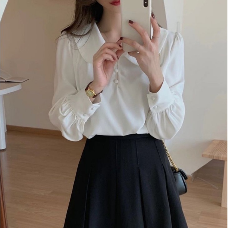 (พร้อมส่งจากไทย) เสื้อเชิ้ตแขนยาวสีพื้นคอปกน่ารักๆ [BB7] ราคา ถูกที่สุด ดีลบีเคเค แกลเลอรีภาพที่ 5