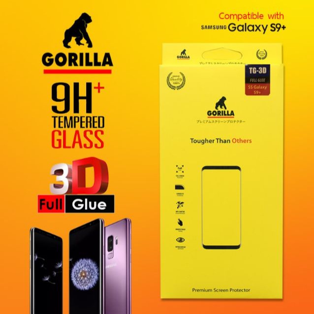 ฟิล์มกระจก Note9,Note8, S9, S9+ Gorilla 3D Full Glue กาวเต็มแผ่น หมดปัญหาเรื่องทัชยาก จอใสคมชัด ใส่กับเคส UAG Plasmaได้