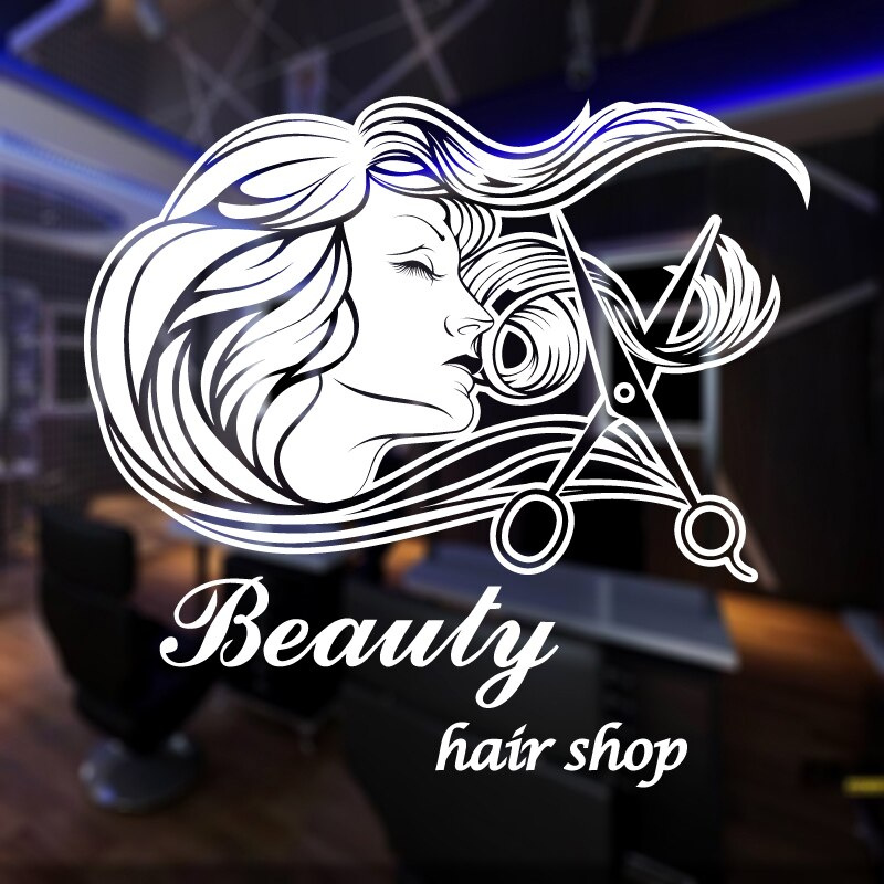 ร้านเสริมสวยสติกเกอร์ร้านทําผมรูปลอกผนังร้านตัดผมกรรไกรไวนิลหน้าต่าง ง เอแคลส์ ตกแต่งภาพจิตรกรรมฝาผน