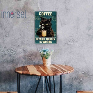 INNES Coffee Black Cat Metal Tin Sign Plate Retro Home Bar Pub Club Plaque Decor