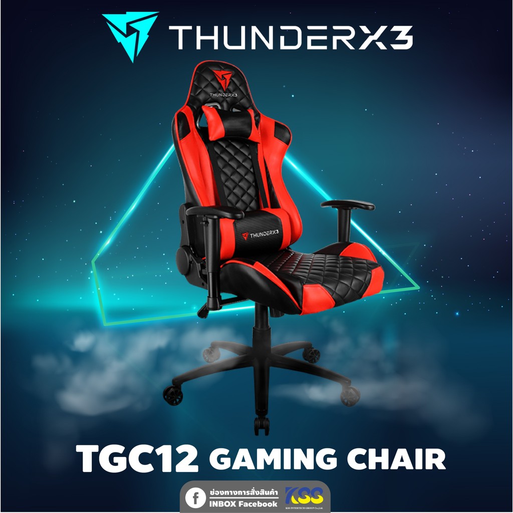 ThunderX3 TGC12 Gaming Chair เก้าอี้เกมส์มิ่ง BLACK-RED(ดำ-แดง)