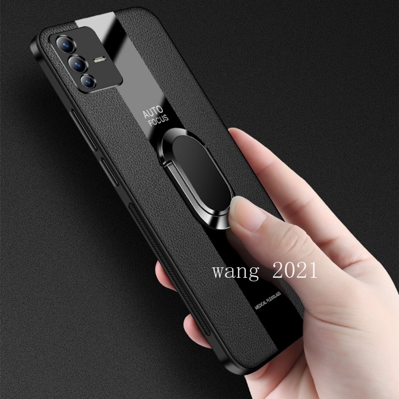 Phone Case เคส Vivo V23 V23 Pro V23e 5G Casing Magnetic Finger Ring Bracket High Quality Leather Men's Protection Hard Case เคสโทรศัพท #8