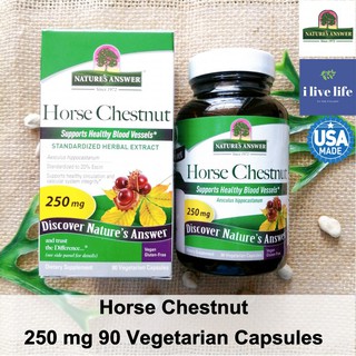 ฮอร์สเชสนัทสกัด Horse Chestnut, Vein Strength 250 mg 90 Vegetarian Capsules - Natures Answer