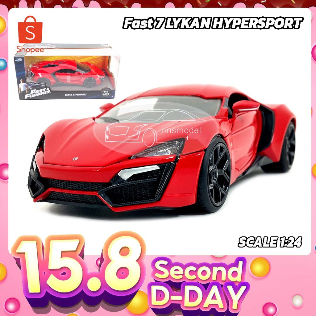 โมเดลรถฟาส Fast 7 Lykan Hypersport สีแดง (Scale 1:24) โมเดลรถเหล็กจำลองเหมือนจริง  เปิดประตูปีกนกได้ โมเดลรถสะสม Jada Toy | Shopee Thailand