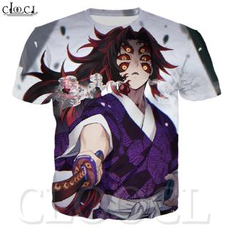 CLOOCL Kimetsu No Yaiba Kokushibou ญี่ปุ่นอะนิเมะฮาราจูกุเสื้อยืดผู้ชาย 3D พิมพ์กราฟิกสบาย ๆ รอบคอเสื้อผู้ชายและผู้หญิงสากลปีศาจฆ่าฤดูร้อนแฟชั่นหลวมแขนสั้นด้านบน