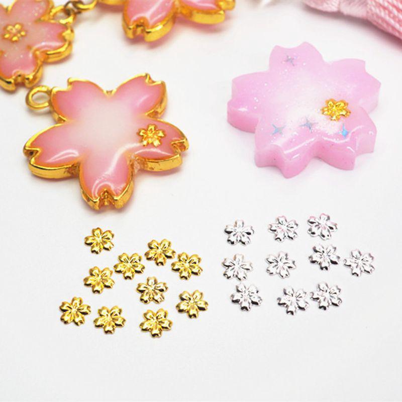 ✿INF✿100Pcs Cherry Flower Frame UV Resin Charm Filling Bezel Setting Cabochon Fillers