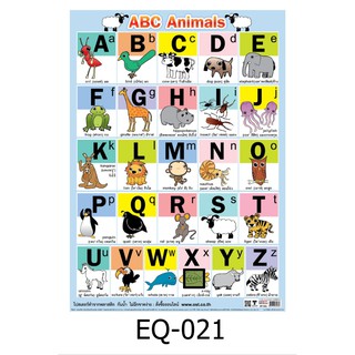 ABC Animals EQ-021 สื่อโปสเตอร์ภาพ กระดาษ หุ้มพลาสติก