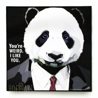 PANDA Bear แพนด้า Youre weird I like you รูปภาพ​ติด​ผนัง​ pop art หมี การ์ตูน cartoon แต่งบ้าน ของขวัญ กรอบรูป รูปภาพ