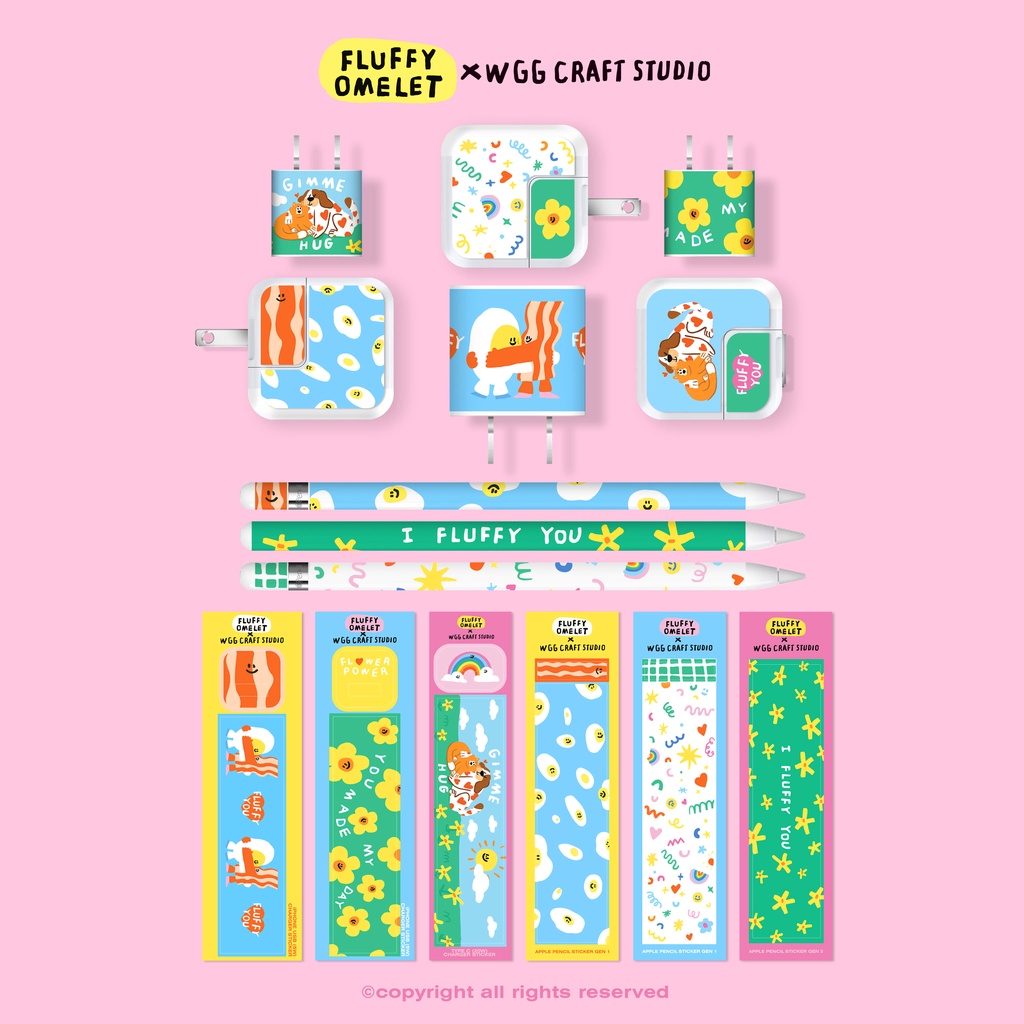 FLUFFY OMELET X WGG CRAFT STUDIO | Charger & Pencil sticker (สติ๊กเกอร์ติดหัวชาร์จและปากกา)
