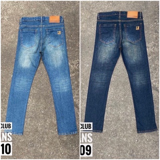 👖New2สี กางเกงผู้ชายขาเดฟผ้ายืดฟอกเข้ม/อ่อน LV09-10