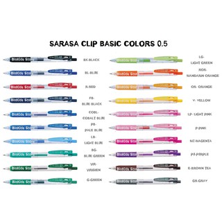 Sarasa clip basic colors 0.5 mm.