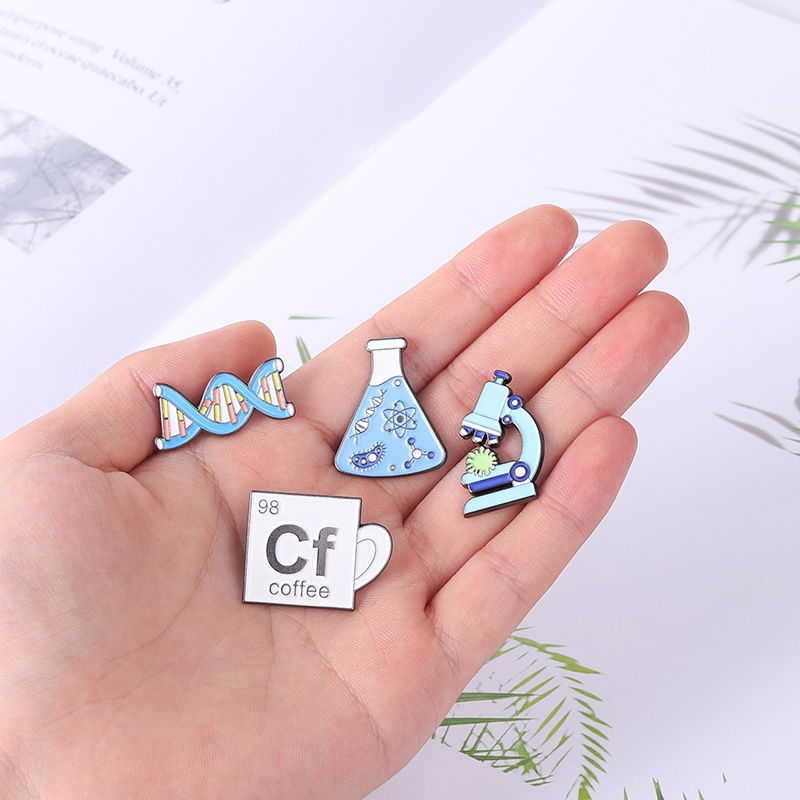 Pin Dna Pin เข็มกลัดการ์ตูนวิทยาศาสตร์เคลือบจุลทรรศน์สําหรับคนรักวิทยาศาสตร์ของขวัญวิทยาศาสตร์