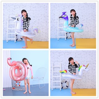 ส่งไว! Baby Inflatable Swan ห่วงยางสอดขา ห่วงยางสวมขาเด็ก น่ารัก รูปนก ฟลามิงโก้ ยูนิคอน (กากเพชร) รุ่น X55