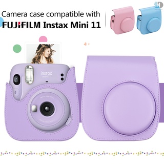 123 กระเป๋าเคสหนัง Pu ใส่กล้องแบบพกพาพร้อมสายคล้องไหล่สําหรับ Fujifilm Fuji Instax Mini 11