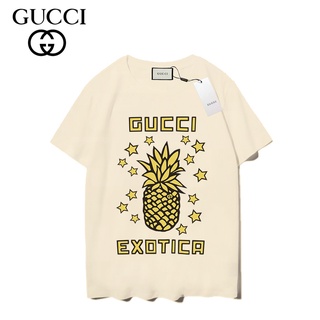 ░※•♂☀ Gucci เสื้อยืดแขนสั้น ผ้าฝ้าย พิมพ์ลาย แฟชั่นสําหรับผู้ชาย และผู้หญิง