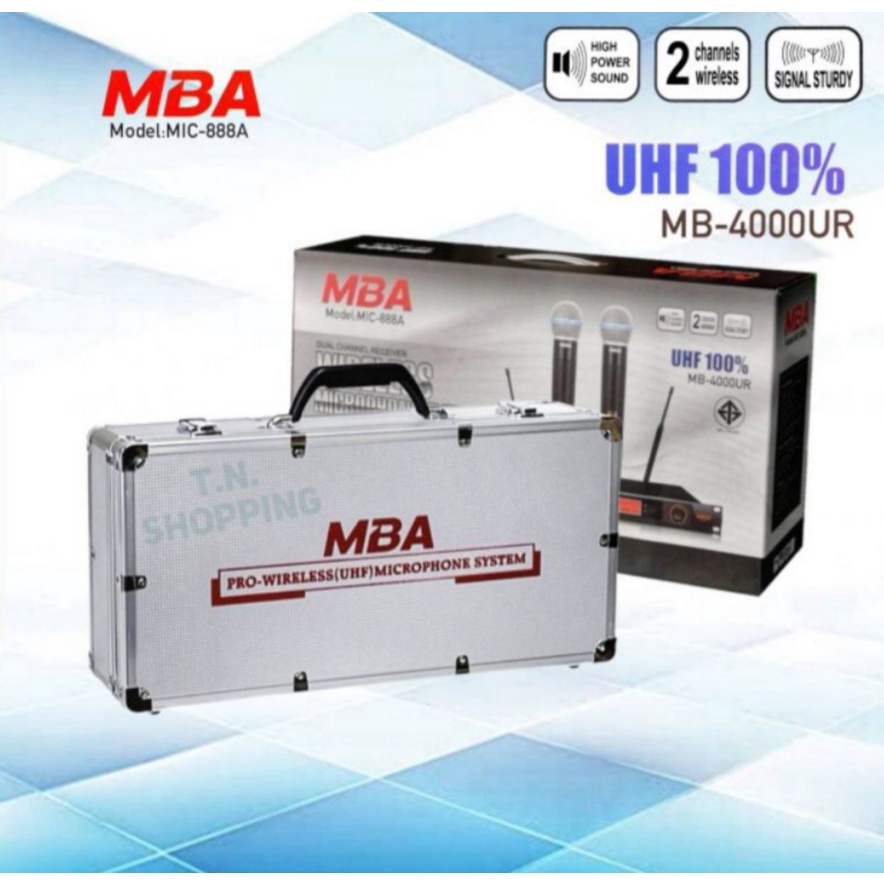 ไมโครโฟนไร้สาย ไมค์ลอยคู่   MBA รุ่น MB-4000UR  (คลื่นUHF แท้ 100%) เสียงดี สัญญาณไกล คุ้มค่าเกิน