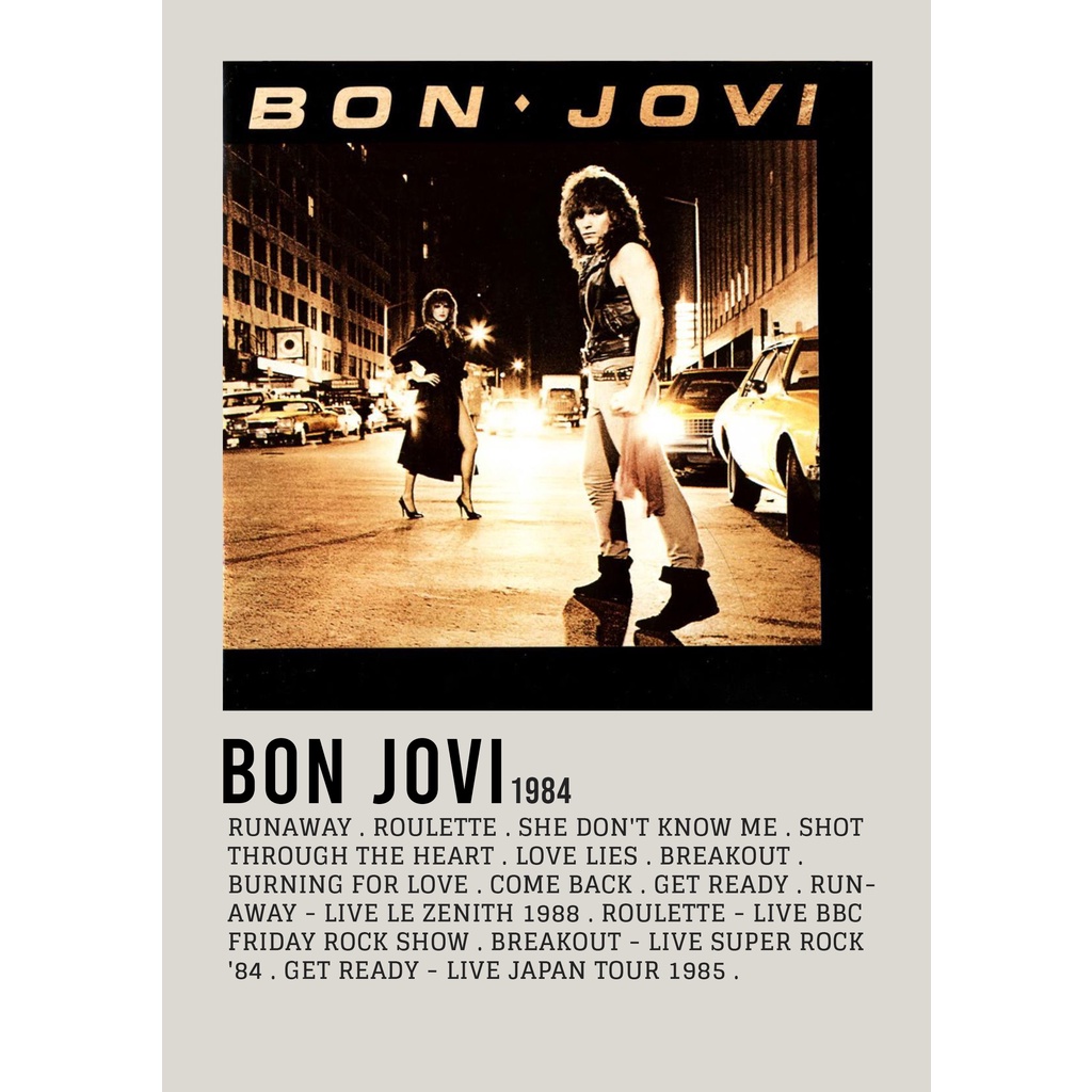 โปสเตอร์ปกอัลบั้ม Bon Jovi by Bon Jovi สําหรับห้องพัก/บาร์เบอร์ยิม