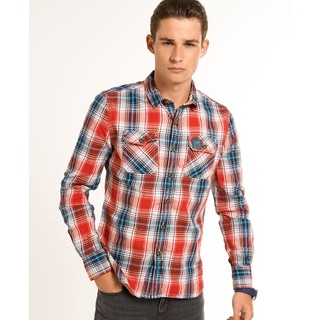 SUPERDRY LUMBERJACK LONG SLEEVE SHIRT - เสื้อเชิ้ต สำหรับผู้ชาย สี Ridgesaw Red Ombre