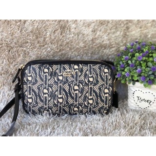 CROSSBODY POUCH WITH CHAIN PRINT (COACH F40112) BLACK/LIGHT GOLD