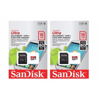 เมมโมรี่การ์ด 16 GB 80 MB/s Sandisk x 2 อัน