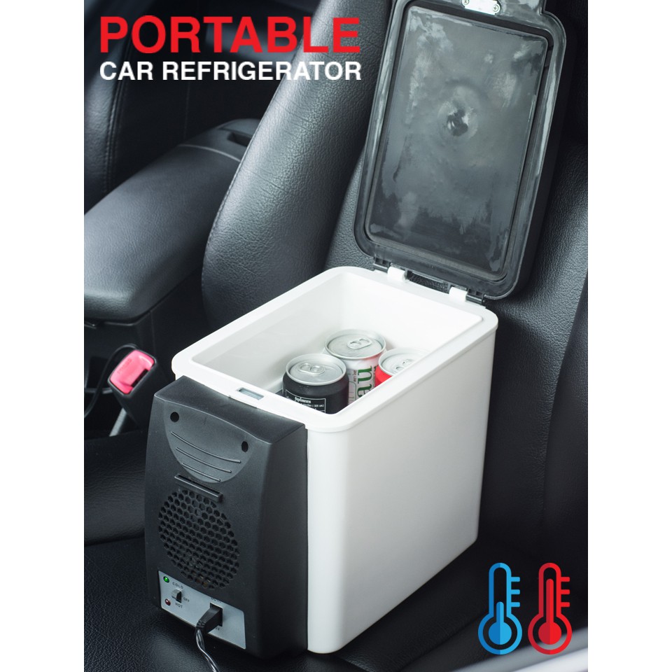 ตู้เย็นติดรถ พกพา บรรจุ 6 ลิตร DC 12V ได้ทั้งร้อนและเย็นในรถยนต์ Portable Car Refrigerator