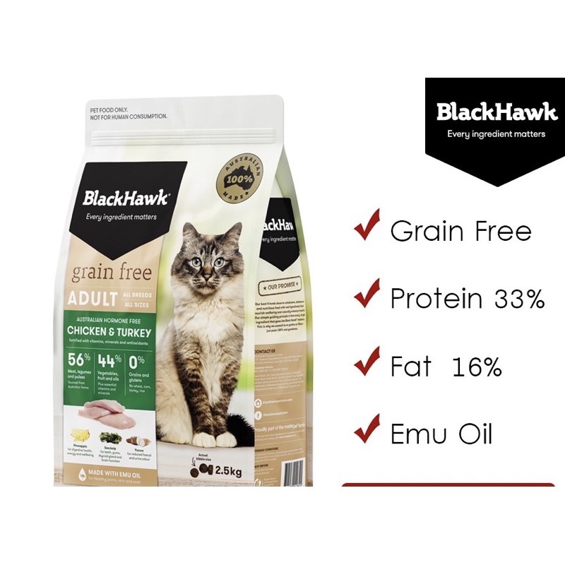 อาหารแมว BlackHawk Chicken &amp; Turky 6kg.