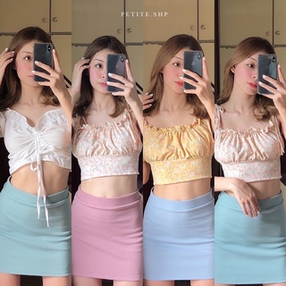 Petite♡︎ Petite set ชุดเซตเสื้อครอป+กระโปรงเกาหลีน่ารัก