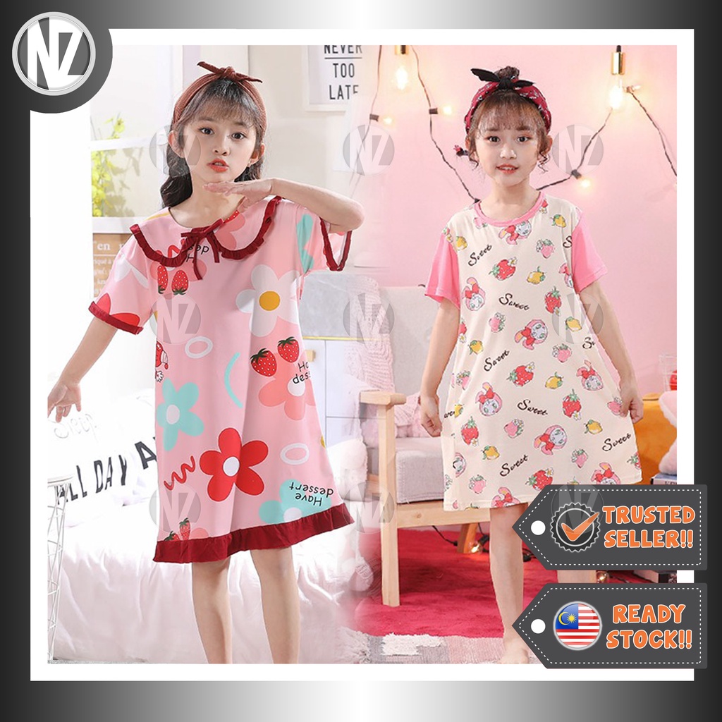 NZ [ใหม่] ชุดนอน Big Girl ชุดนอนชุดนอน / เดรสเด็ก / Baju Tidur Girl / ราตรีกลางคืน