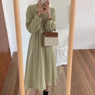 พร้อมส่ง 🥝 dolly green dress C1581 เดรสชีฟอง เดรสตุ๊กตา