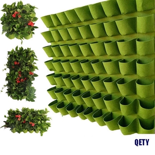 (QETY)Green Vertical Hanging Garden Planter Flower Pots Bag Wall Mount Hanging