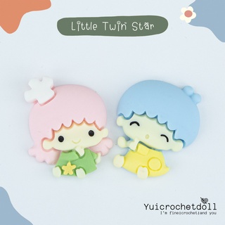 ☁️ RS129 ᵕ̈  เรซิ่น Lilttle twin stars ตัวติดขวดน้ำ ติดรองเท้า Jibbitz shoes Charm 3D [แพค 2 ชิ้น] DIY Craft 彡