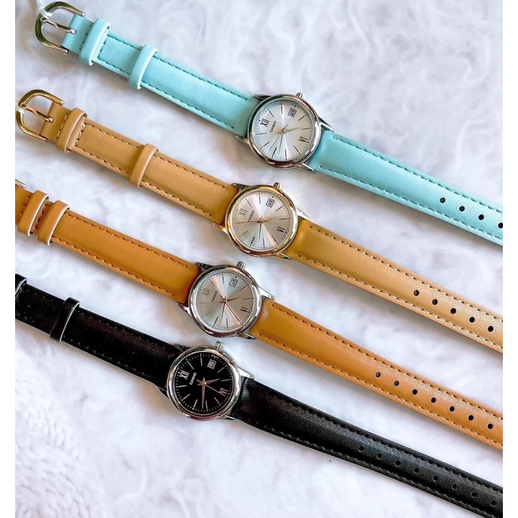 นาฬิกาข้อมือผู้หญิงCasio สายหนัง รุ่น LTP-V002L-1B3,7B3,2B3 และ LTP-V002GL-7B3