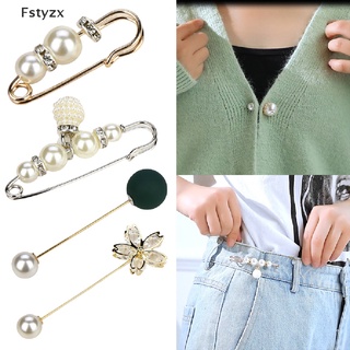 Fstyzx Clothing Brooches Pearl Lapel Pin Sweater Dress Brooch Pants Pins Badge Buckle FY