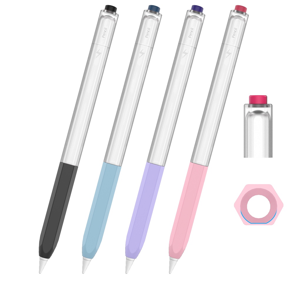กระเป๋าดินสอ ซิลิโคน โปร่งแสง ดีไซน์หกเหลี่ยม คลาสสิก สําหรับ Apple Pencil รุ่นที่ 2