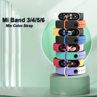 ใหม่สายนาฬิกาข้อมือซิลิโคนผสมสีสําหรับ Xiaomi Miband 6 5 4 3 Smart Wristband Mi 5 6