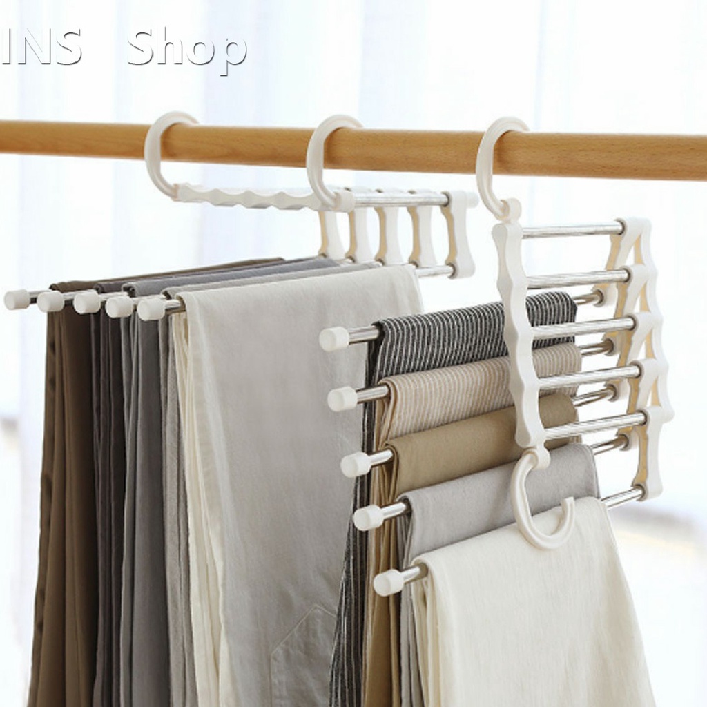 Hangers & Pegs 43 บาท สแตนเลส ที่แขวนกางเกง  ที่เก็บของในตู้เสื้อผ้า  Foldable stretch pants rack Home & Living